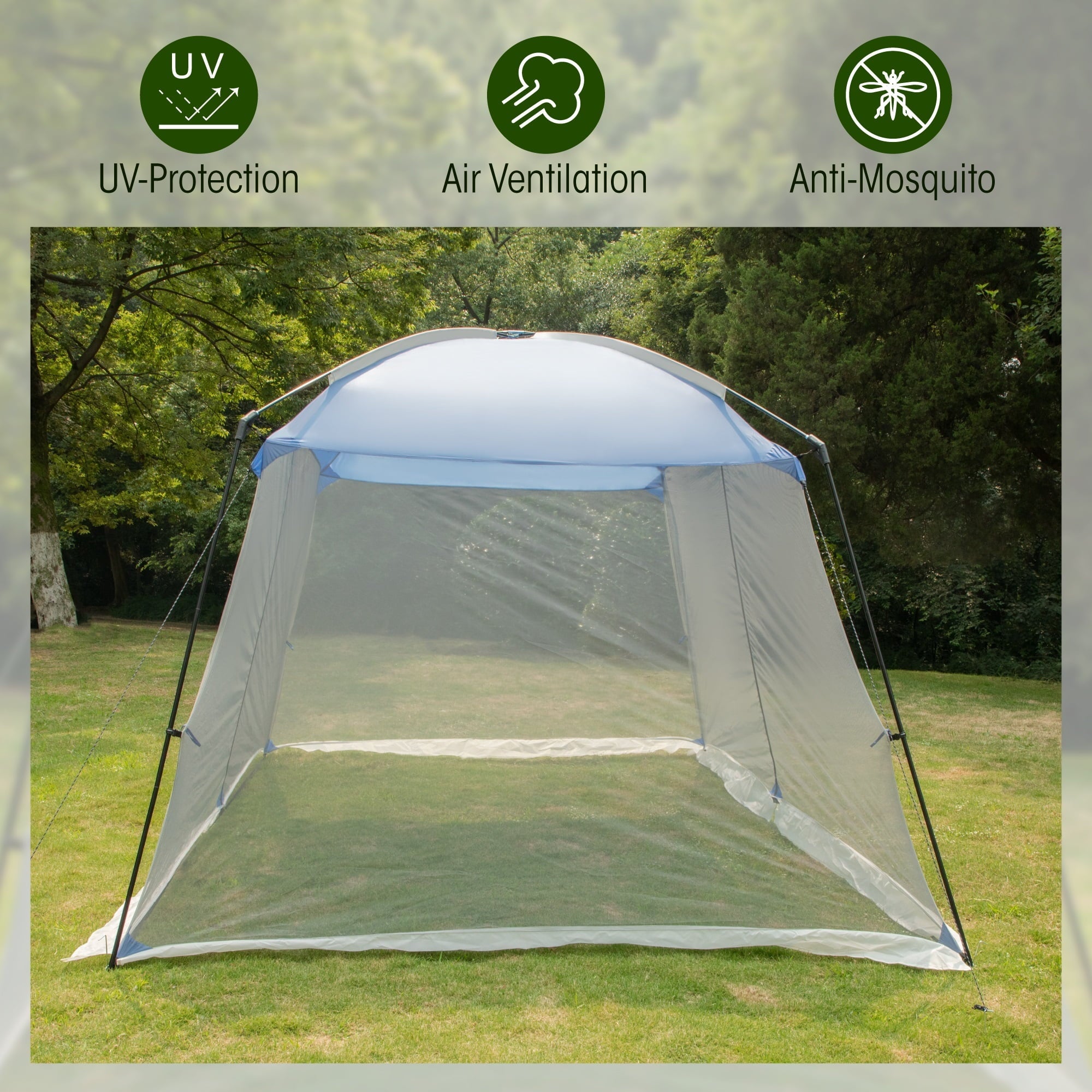 Alpha Camper 13' x 9' Screen House Canopy Sun Shade with One Room, Blue
