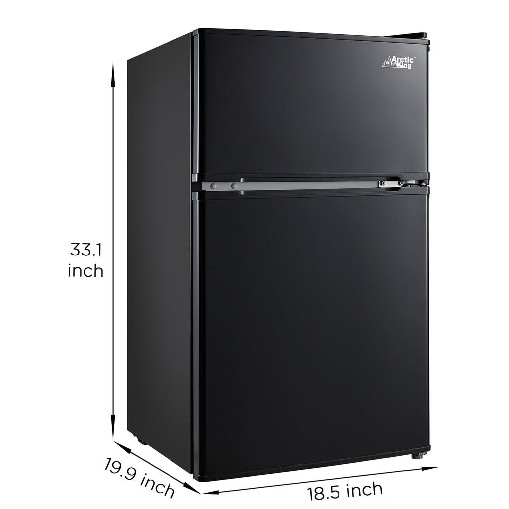 Arctic King 3.2 Cu ft Two Door Mini Fridge with Freezer, Stainless Steel, E-Star