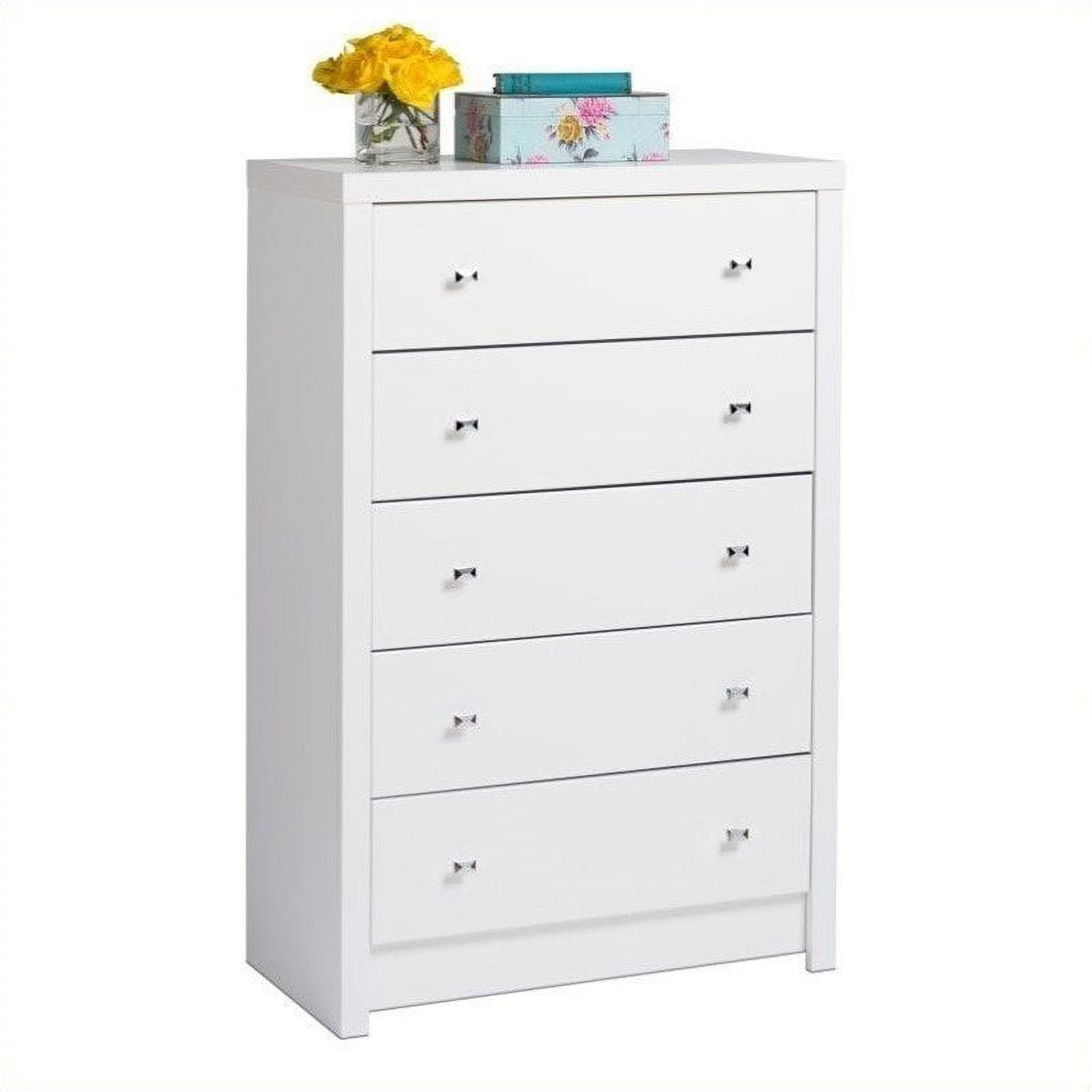 Atlin Designs 46" Tall 5-Drawer Chest for Bedroom in White Laminate