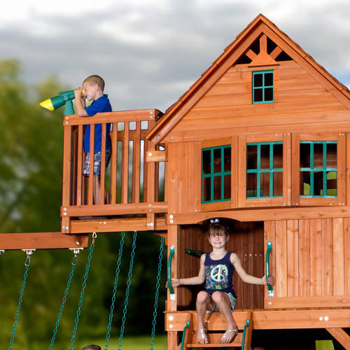 Backyard Discovery Skyfort II Wooden Cedar Swing Set