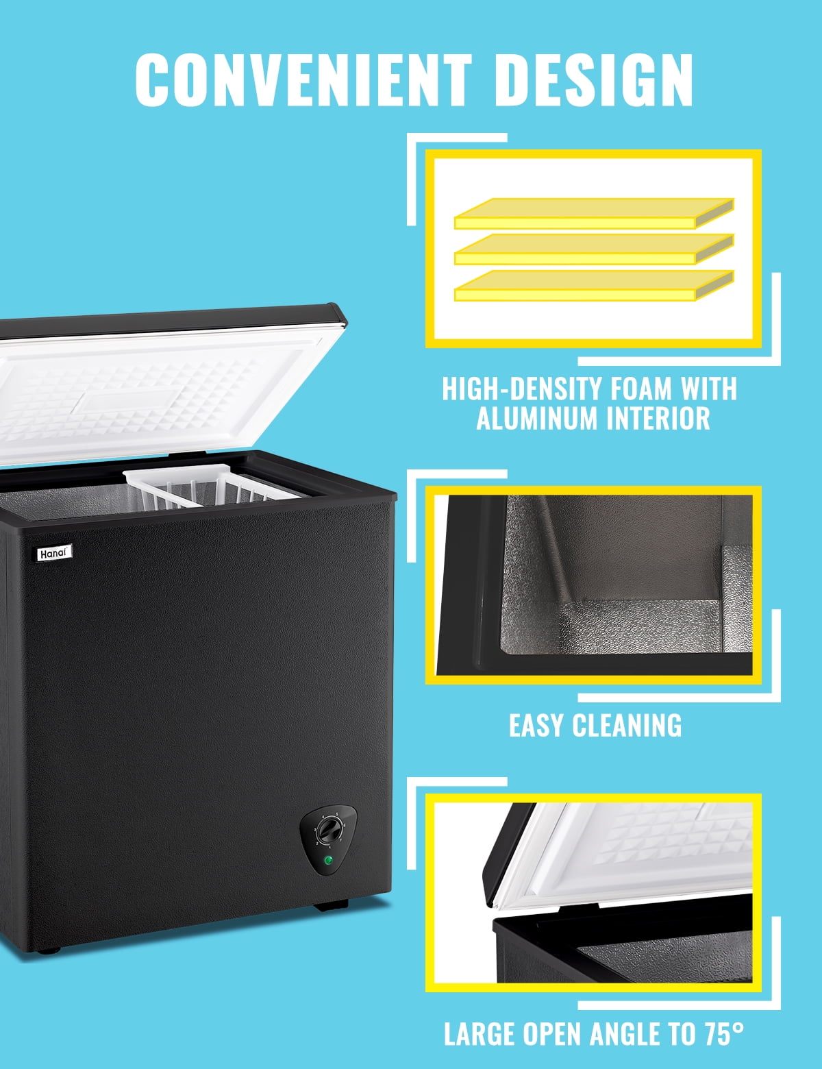 3.5 Cubic Feet Chest Freezer Small Deep Freezers with 7 Gears Temp Control Office Dorm Kitchen White