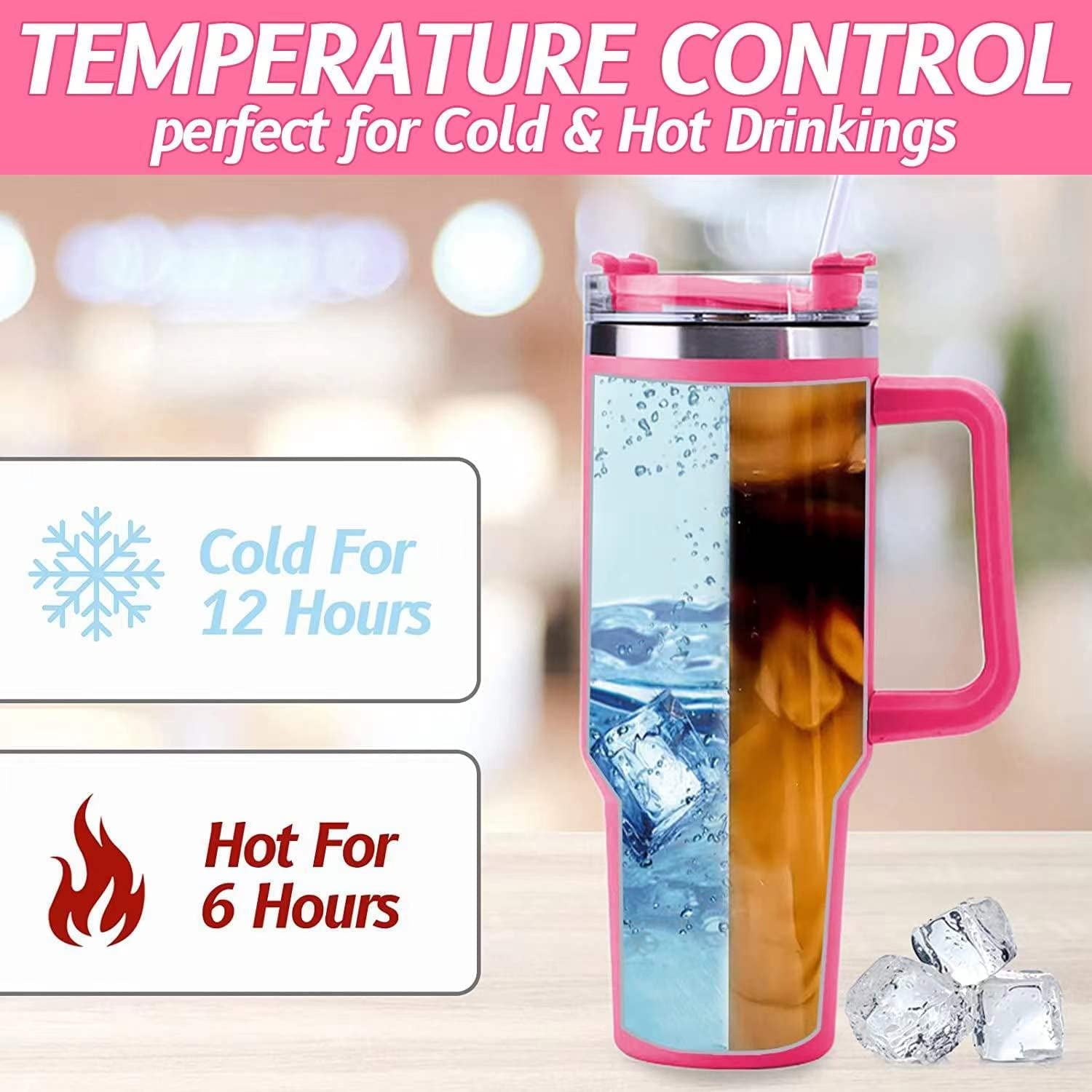 40 oz Tumbler with Handle Stainless Steel Insulated Travel Coffee Mug Double Wall Vacuum Straw for Ice Drinks & Hot