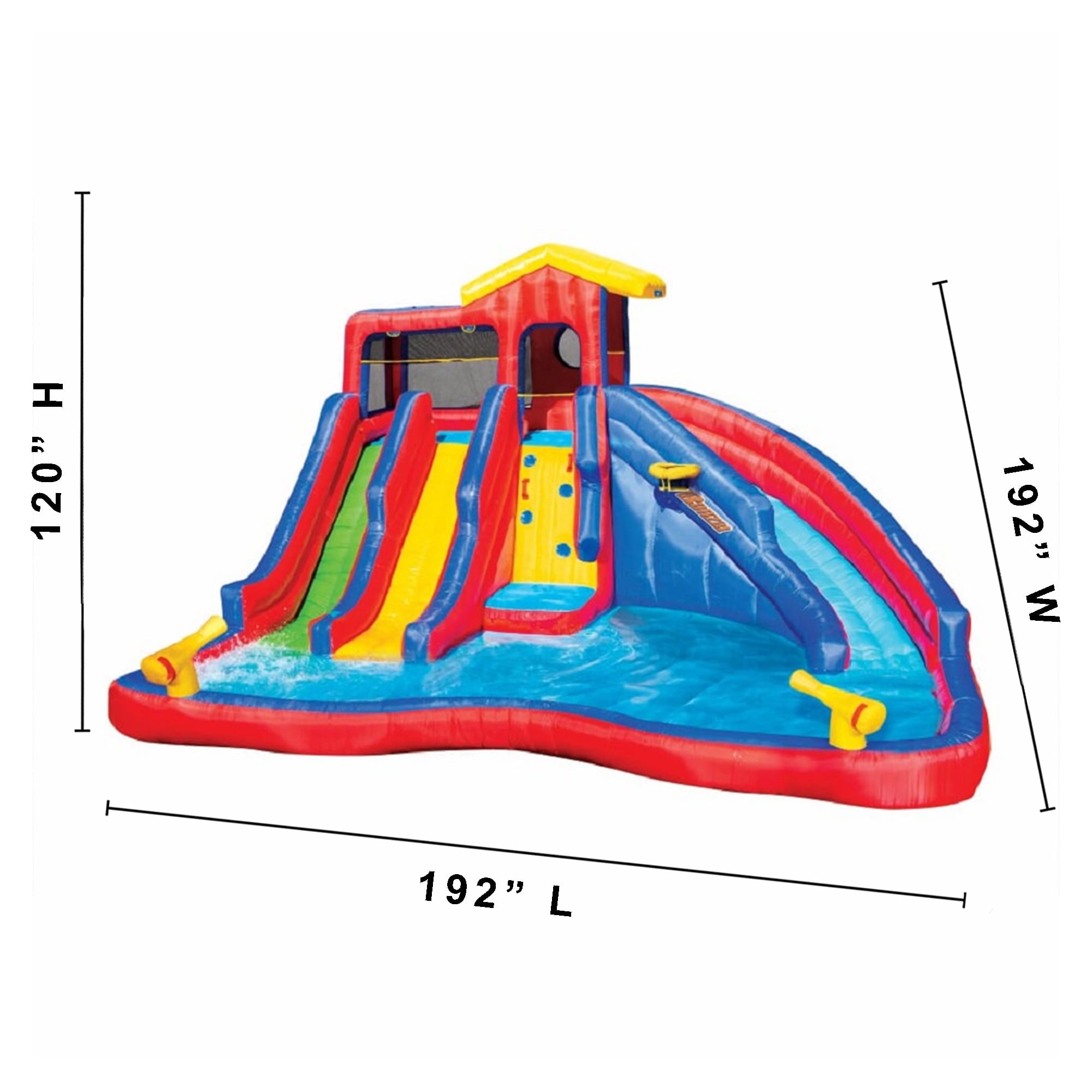 Banzai Hydro Blast Inflatable Play Water Park with Slides and Water Cannons