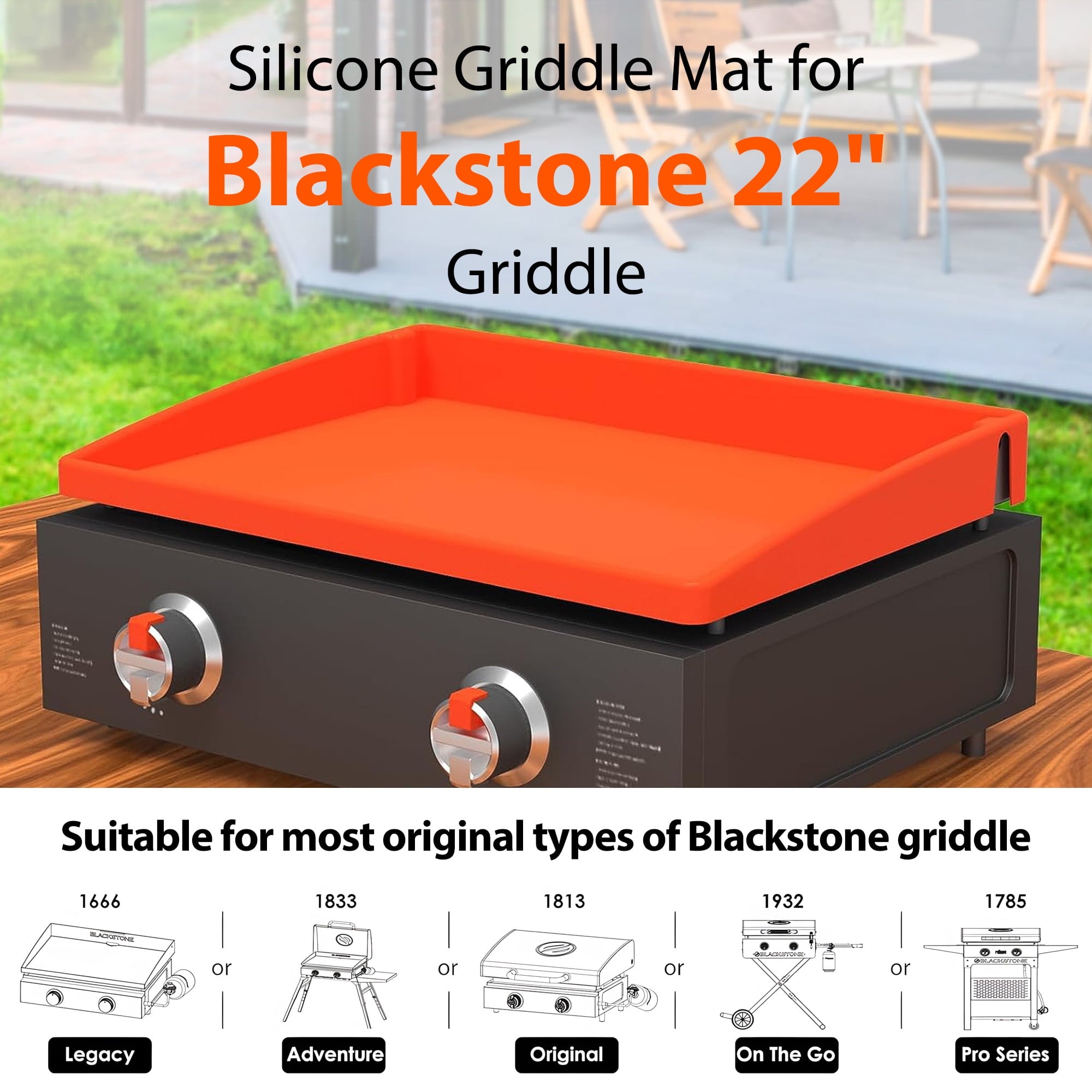 36 Inch Blackstone Griddle with Orange Cover, Heavy Duty Food Grade Silicone Grill Cover