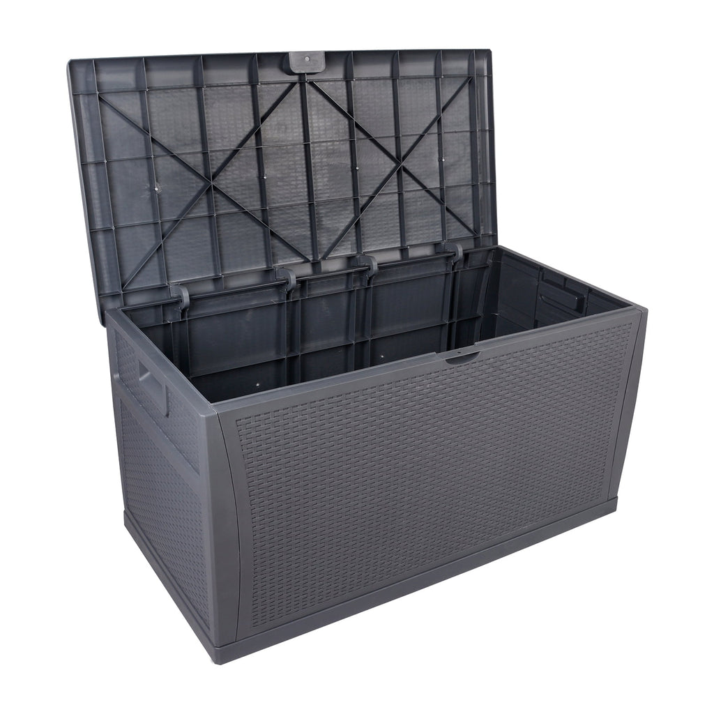 120 Gallon Deck Box, Large Patio Resin Waterproof Storage Box Outdoor Bin Container for Patio Cushions, Outdoor Furniture, Garden Tools and Pool Toys