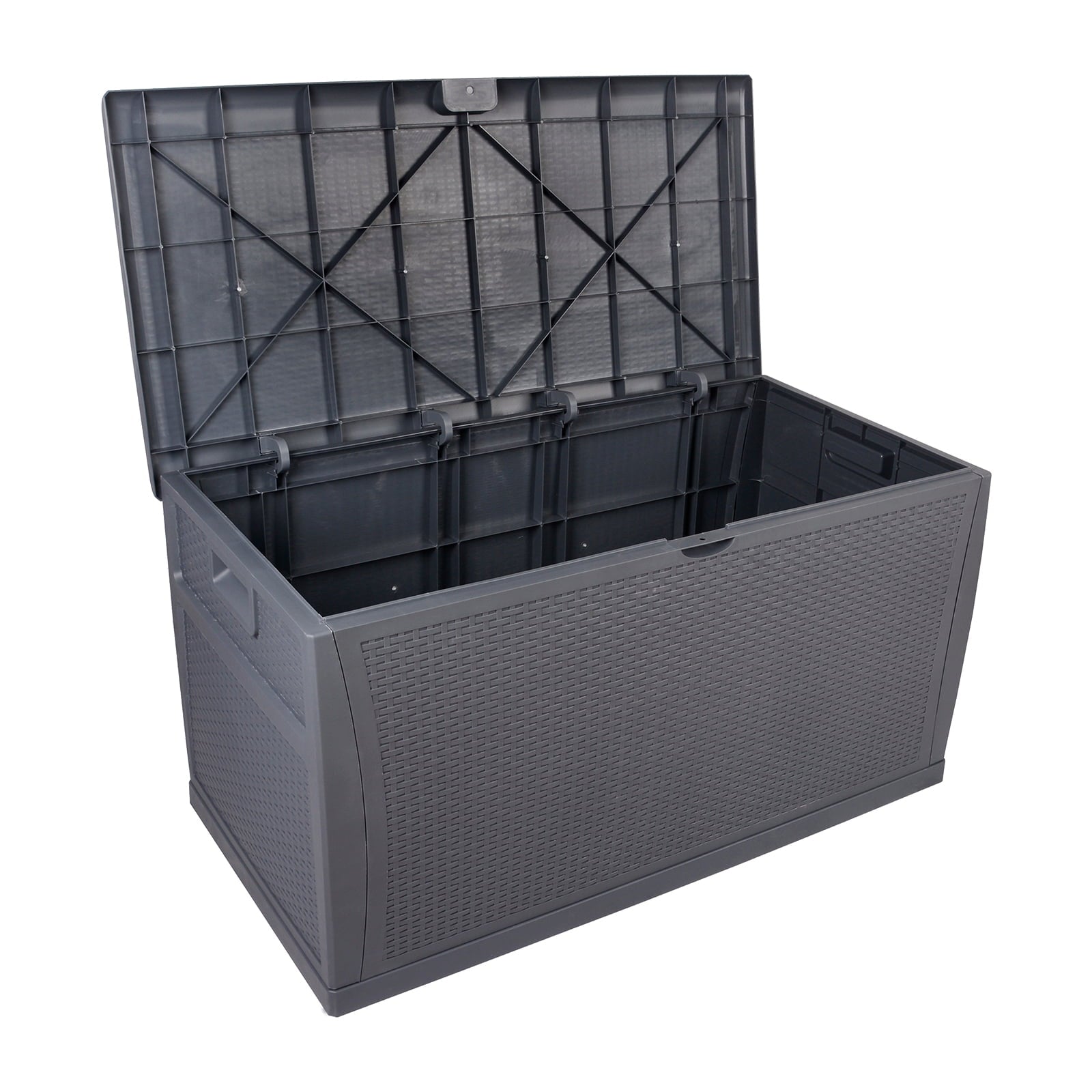 120 Gallon Deck Box, Large Patio Resin Waterproof Storage Box Outdoor Bin Container for Patio Cushions, Outdoor Furniture, Garden Tools and Pool Toys
