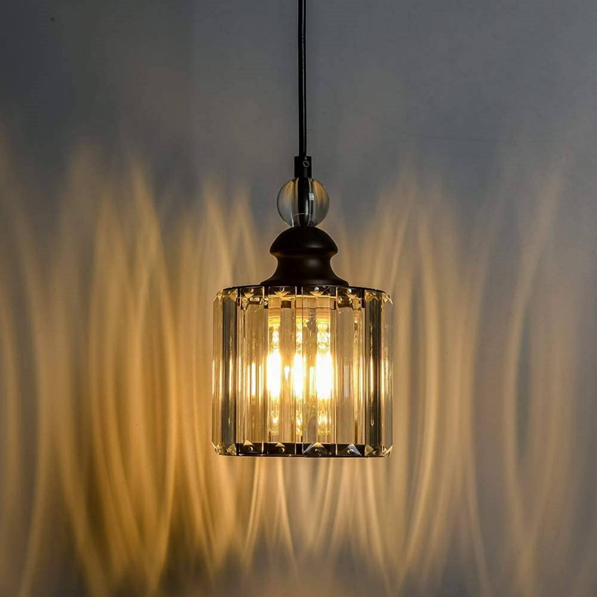 3 Pack Matte Black Crystal Pendant Lights for Kitchen Island