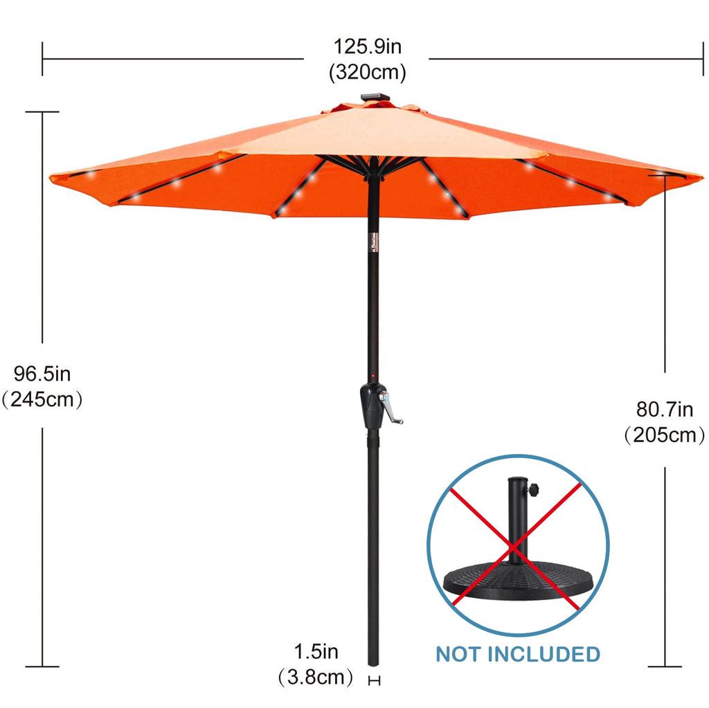 ABCCANOPY 7.5ft Patio Solar Umbrella LED Outdoor Umbrella with Tilt and Crank, Turquoise
