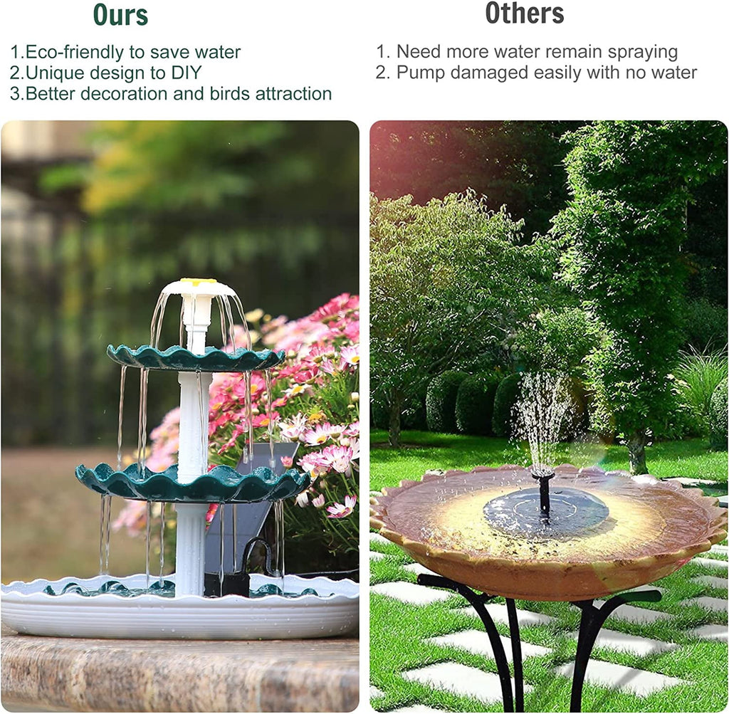 AISITIN 3 Tiered Bird Bath with 3.5W Solar Pump, DIY Solar Fountain Detachable and Suitable for Bird Bath, Garden Decoration, Outdoor Bird Feeder