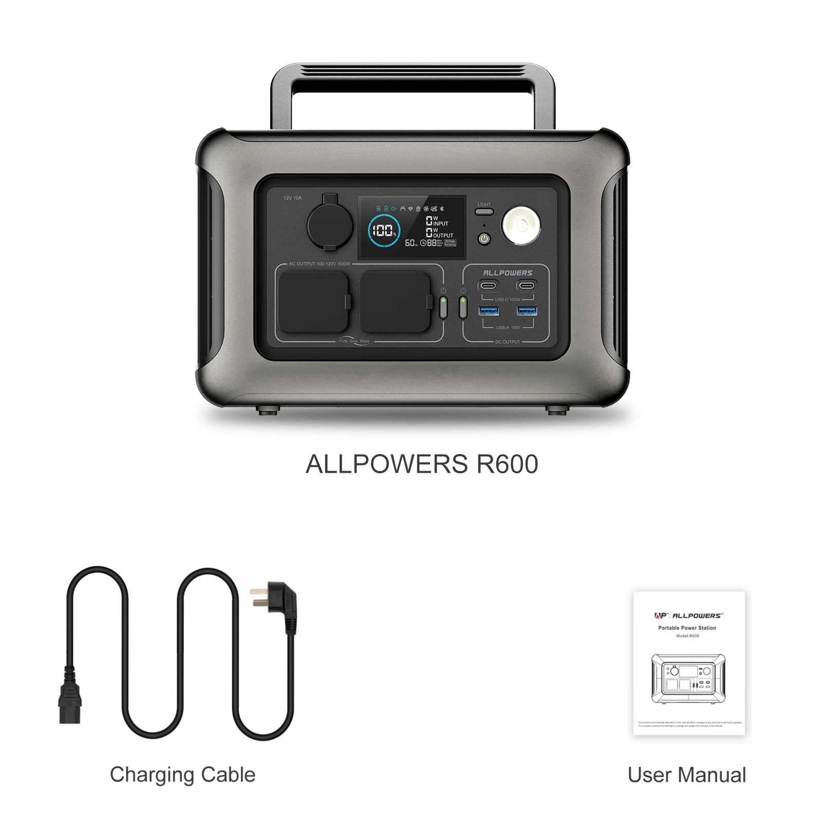 ALLPOWERS R600 Portable Power Station 600W, 299Wh LiFePO4 Battery, Wireless Charging, Solar Generator for Camping Home Emergency off-Grid