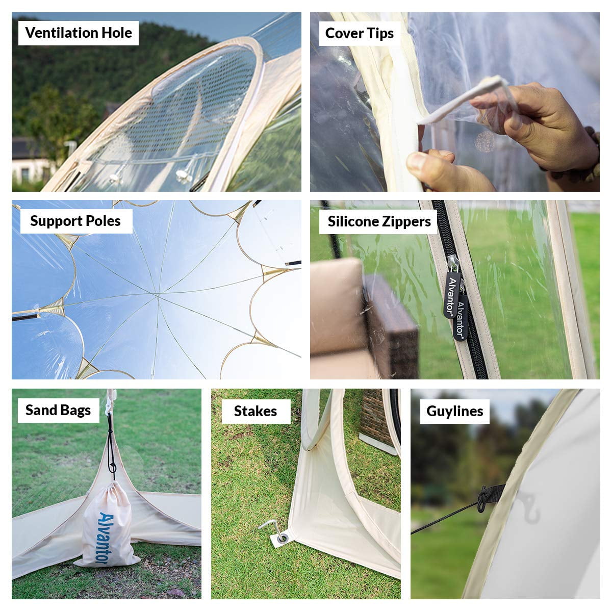 Alvantor Bubble Tent Gazebo Pop Up 15x15 Beige 1 Room Halloween