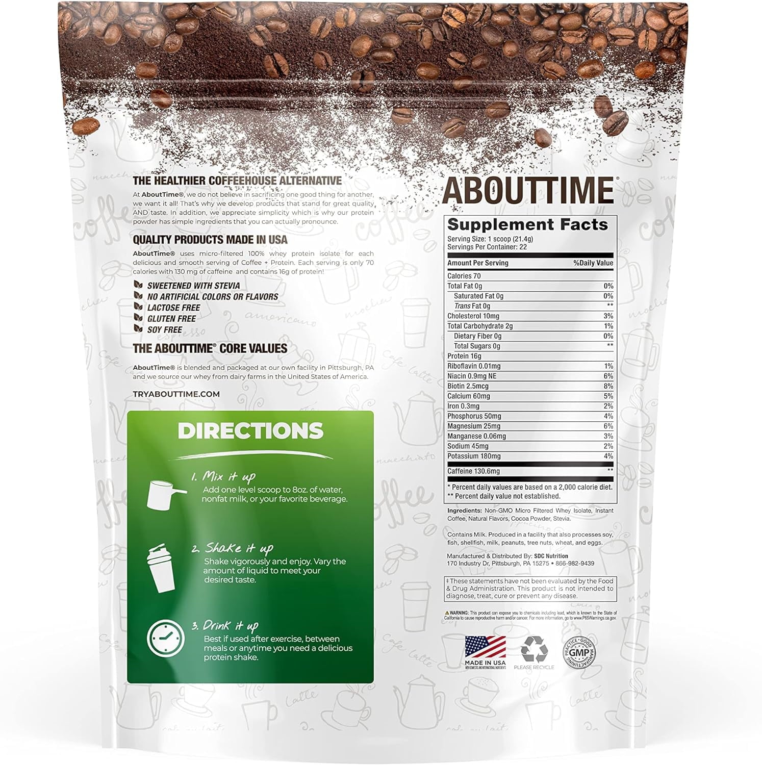 About Time Vegan Protein plus Coffee Moccachino - 1.03 lbs Pack of 2