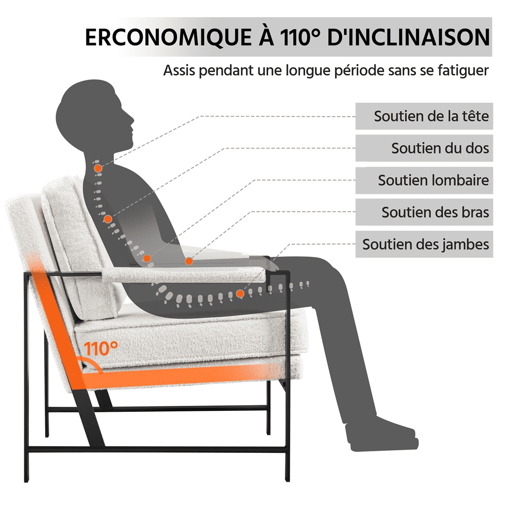 Alden Design Mid-Century Modern Accent Chair with Metal Frame, Brown Faux Leather