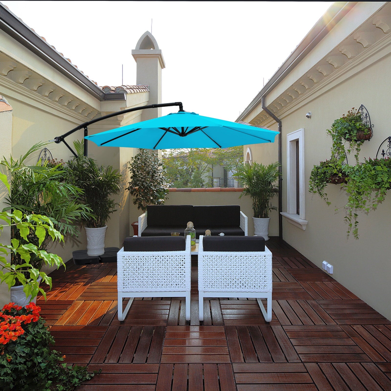 ABCCANOPY 10 FT Patio Umbrellas with Crank & Cross Base for Garden, Backyard, Pool and Beach, 12+ Colors(Turquoise)