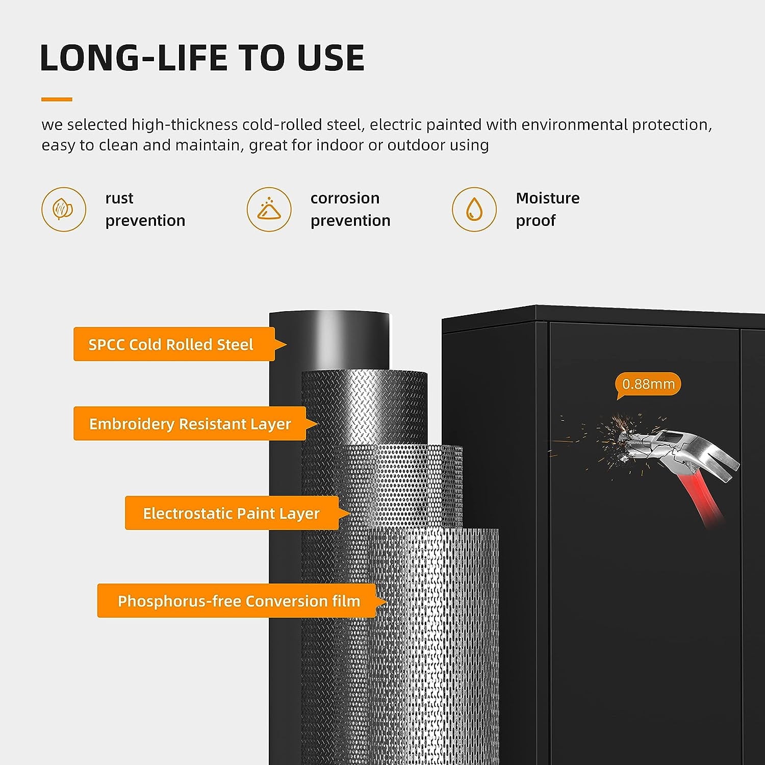 71" Metal Garage Storage Cabinet with Locking Doors and Adjustable Shelves for Home, Office(Black)