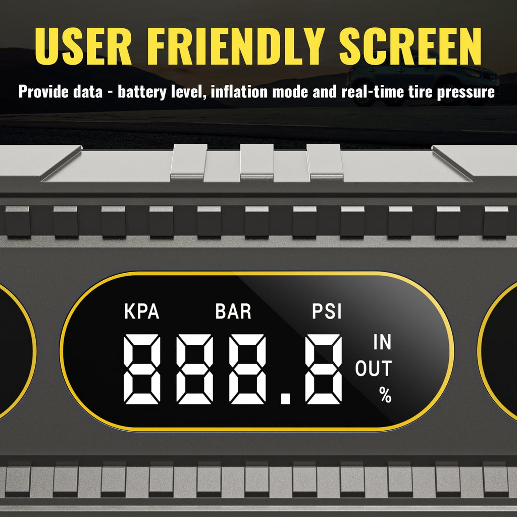 AVAPOW Jump Starter with Air Compressor, 4000A Battery Jump Starter (for All Gas or Up to 10L Diesel), 150PSI Digital Tire Inflator with Emergency Light