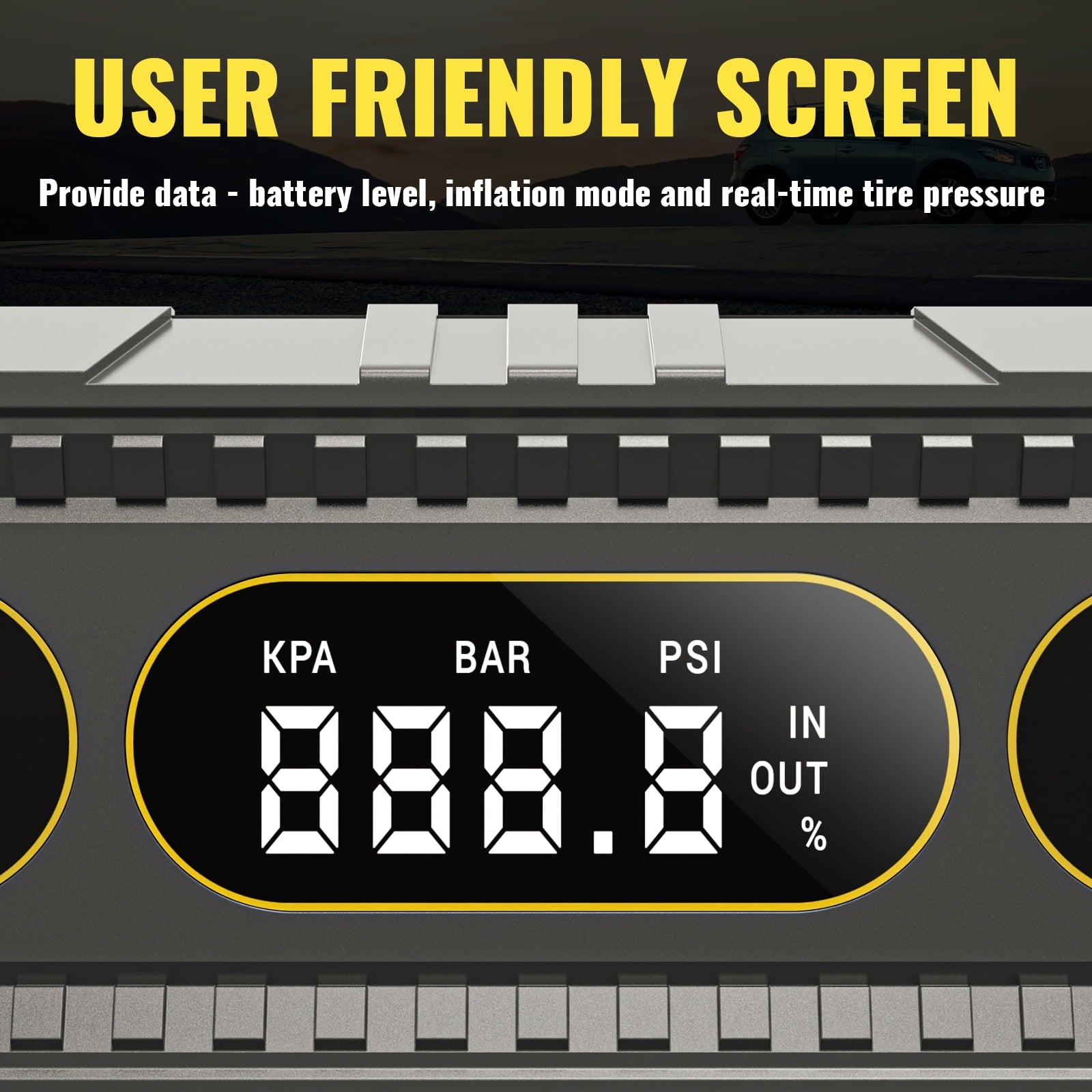 AVAPOW Jump Starter with Air Compressor, 4000A Battery Jump Starter (for All Gas or Up to 10L Diesel), 150PSI Digital Tire Inflator with Emergency Light