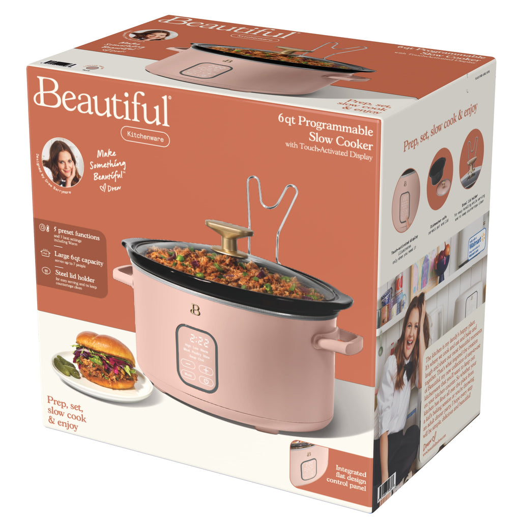 Beautiful 6 Qt Programmable Slow Cooker, White Icing by Drew Barrymore