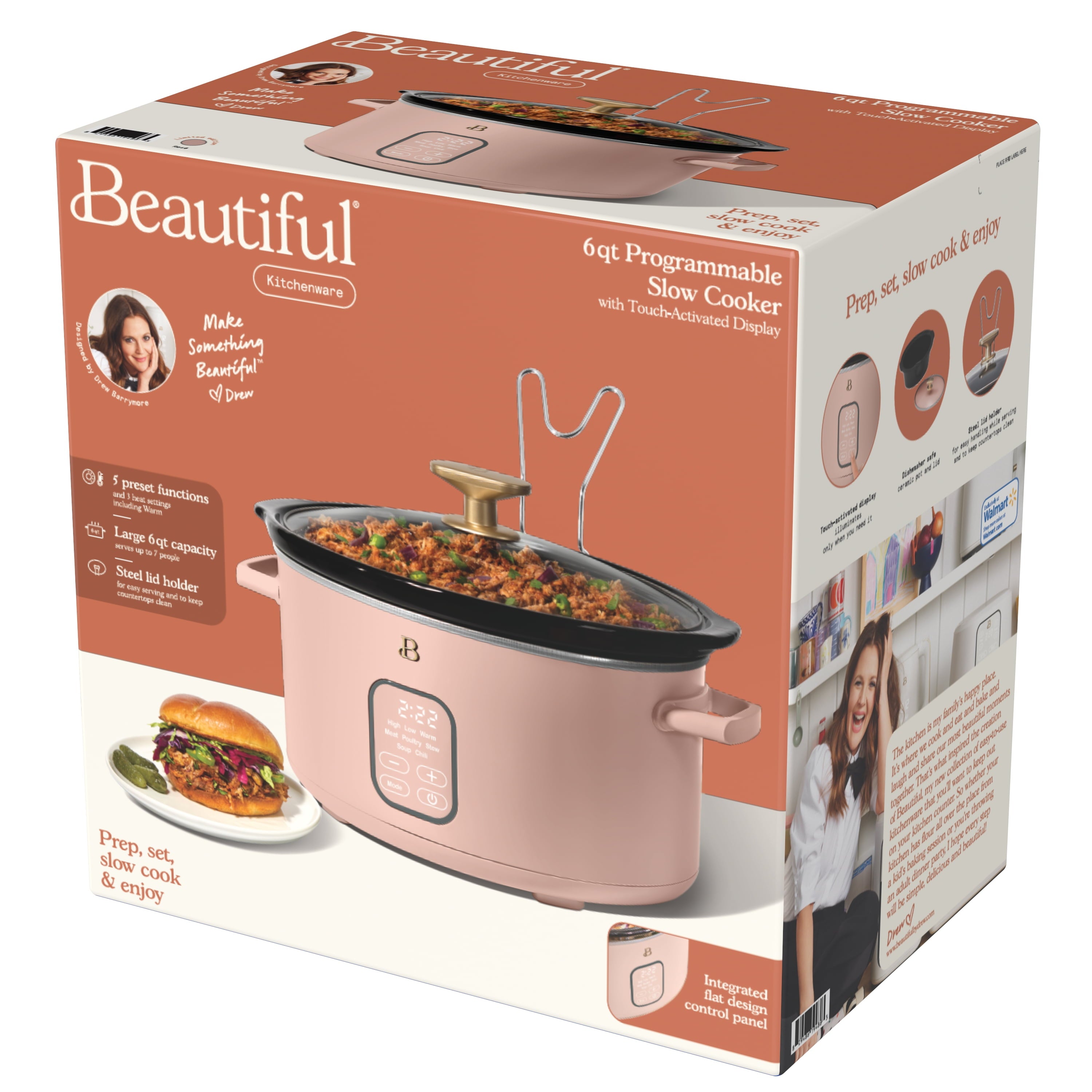 Beautiful 6 Qt Programmable Slow Cooker, White Icing by Drew Barrymore