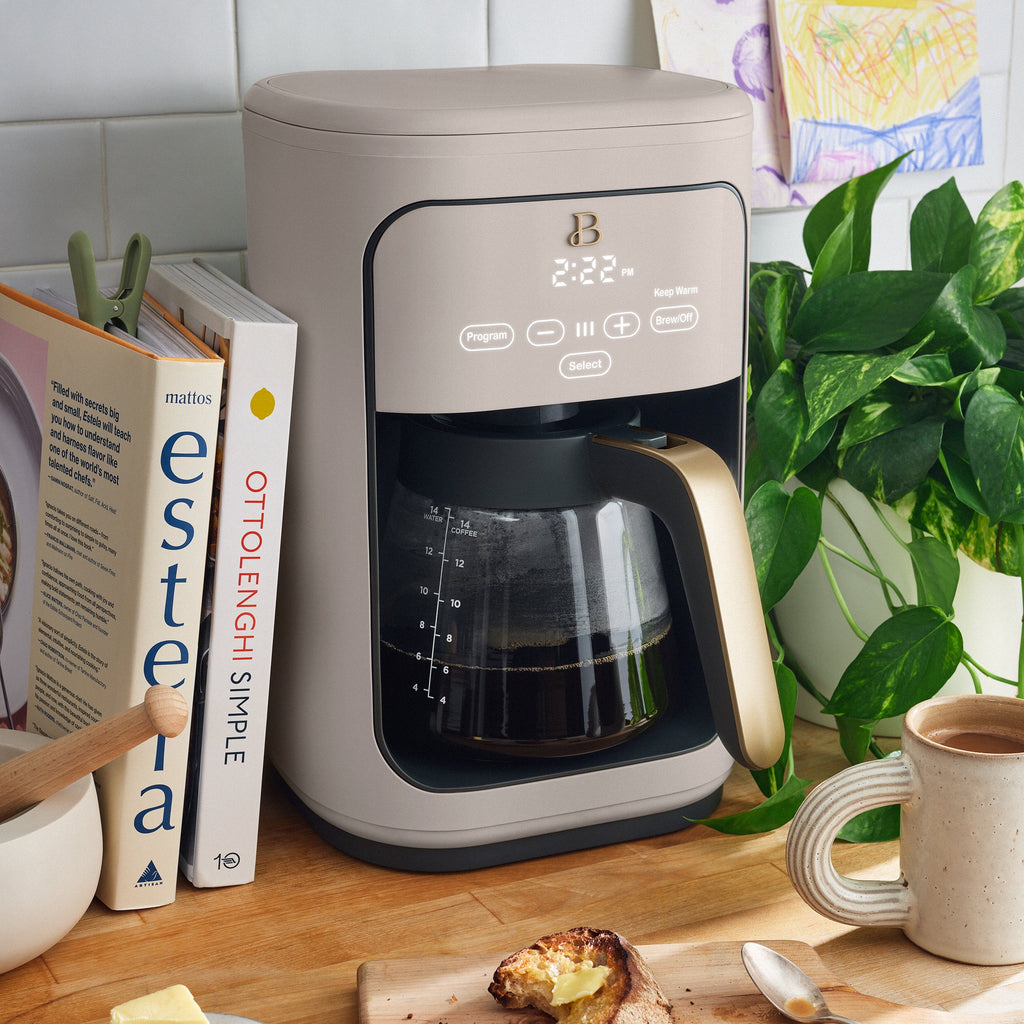 Beautiful 14-Cup Programmable Drip Coffee Maker with Touch-Activated Display, White Icing by Drew Barrymore