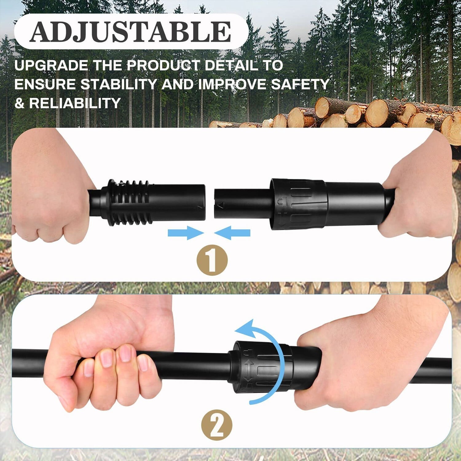 2-in-1 Cordless Pole Saw, Mini Chainsaw & Cordless Pole Saw 6inch 4inch, with Retractable Extension Rod Max Length 6 Feet, with 2 Replaceable 24V Batteries for Tree Trimming