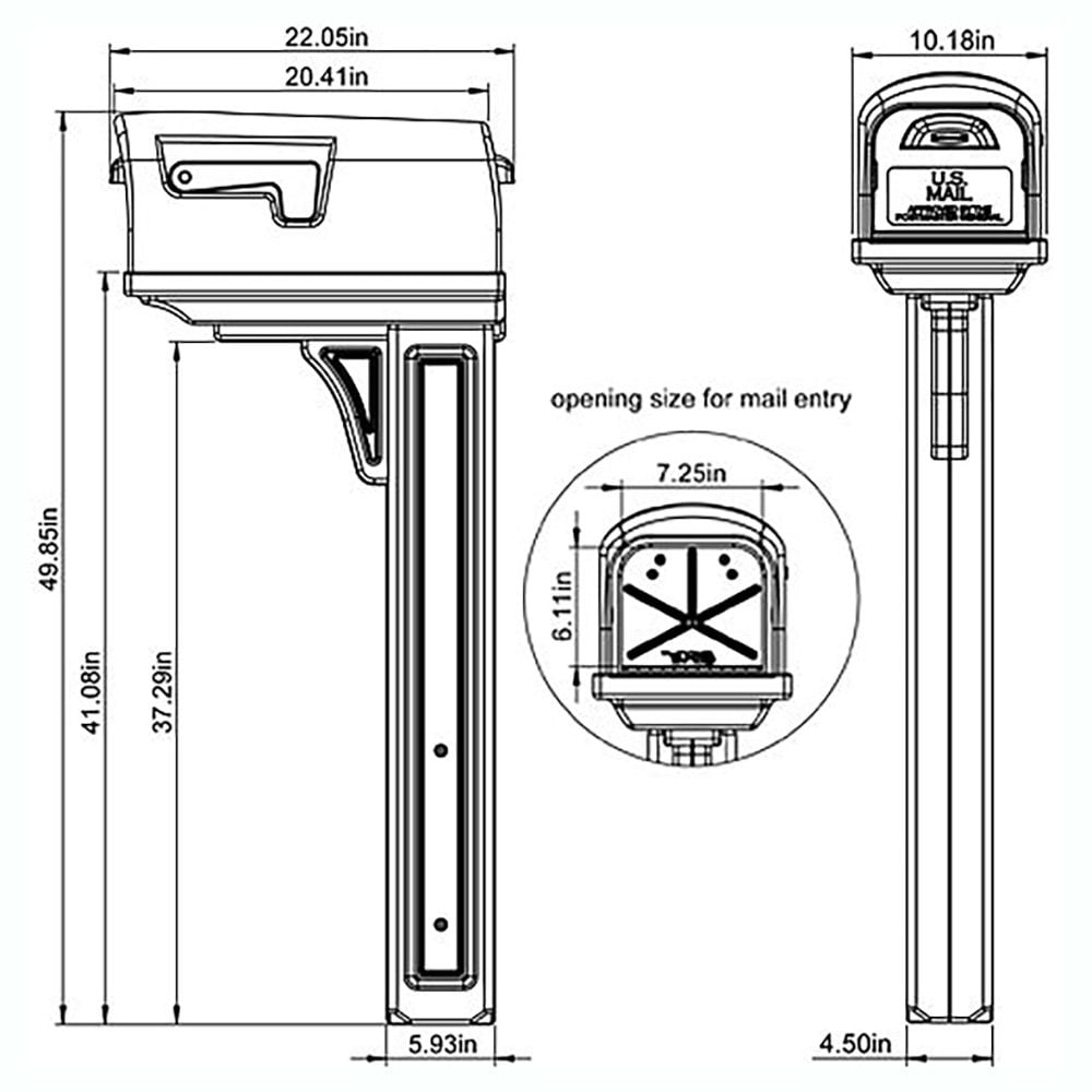 Architectural MailboxesClassic All-in-One, Medium, Plastic, Mailbox and Post Combo, Black, GCL10000B