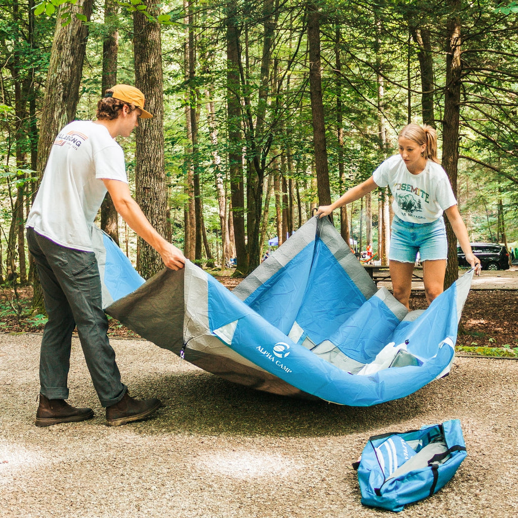 Alpha Camper 2-Person Camping Dome Tent Waterproof Portable Tent with Carry Bag, Blue