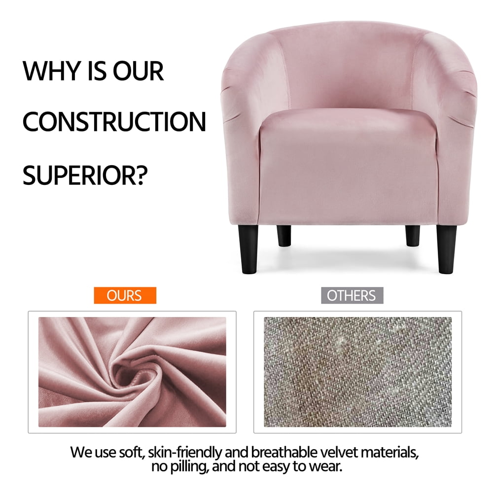 Alden Design Upholstered Velvet Club Accent Chair for Living Room, Yellow