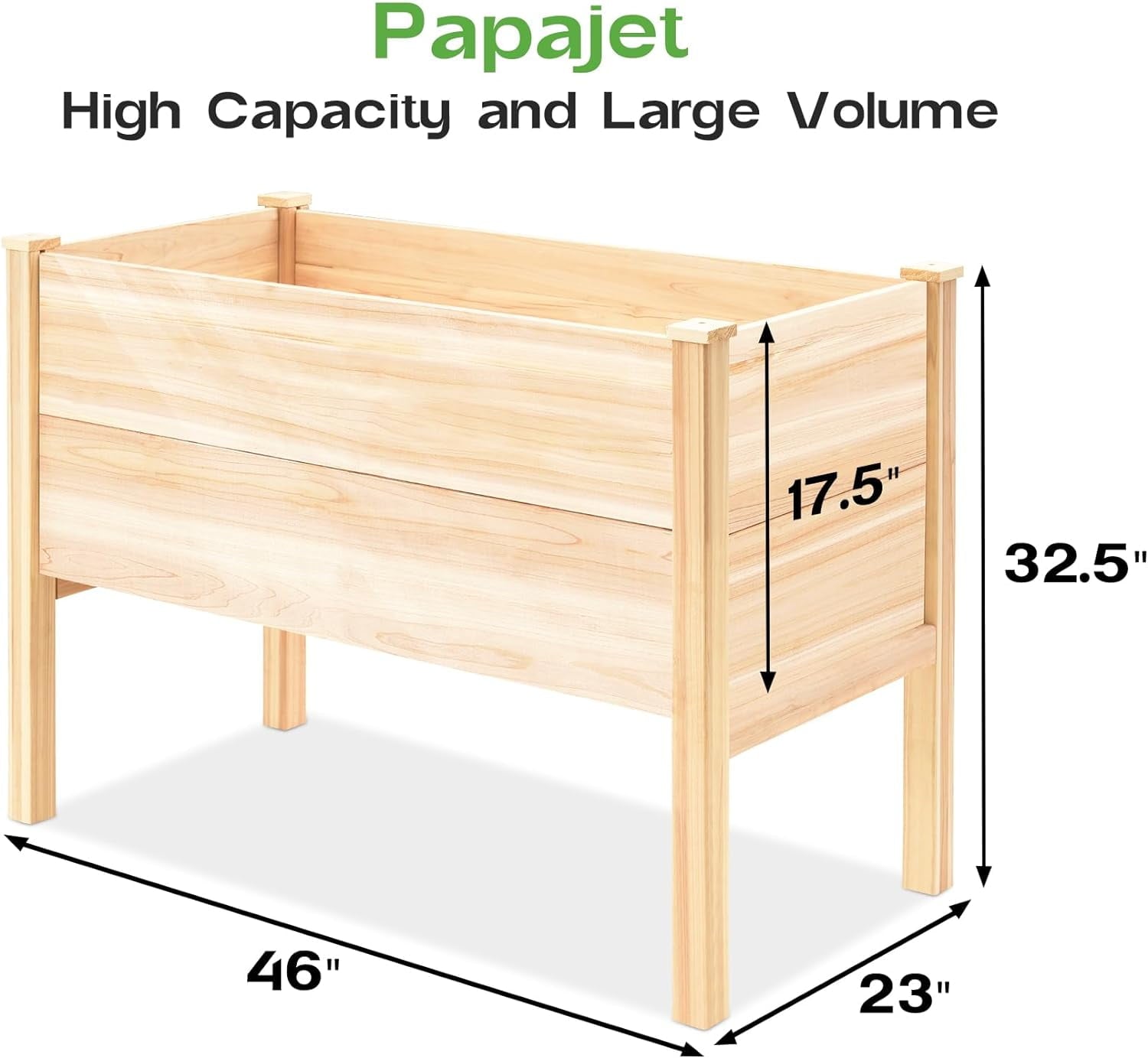 AMERLIFE Raised Garden Bed 4x2x2.6 ft Large Capacity Planter with Drain Hole for Growing Plants