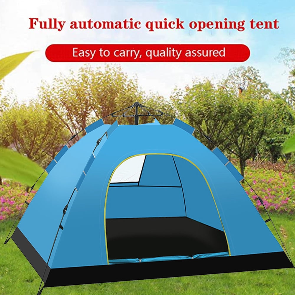 Aedavey Camping Tent 3 Person Automatic Pop Up Instant Tent Waterproof Windproof Portable 7' x 7' x 53" Lake Blue