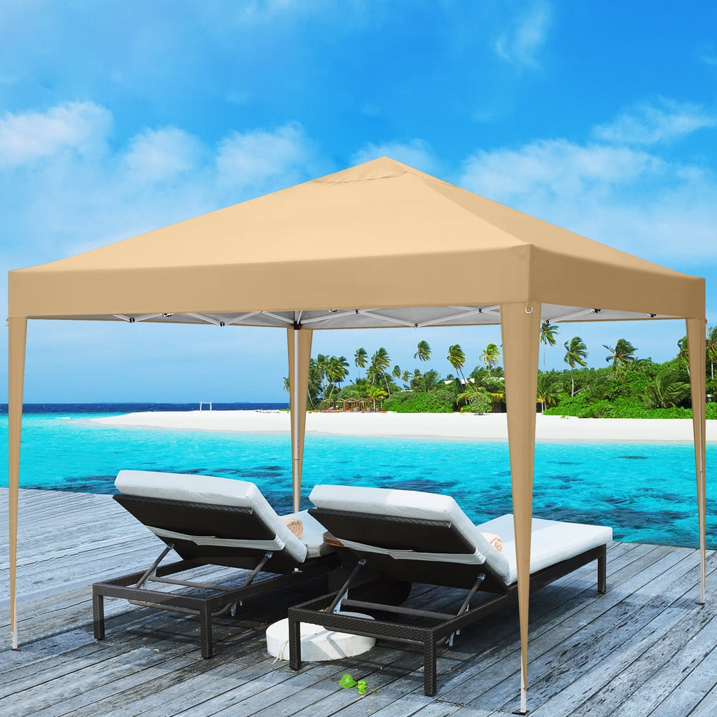 10'x 10' Pop up Canopy 1 Person Setup Canopy Portable Outdoor Party Instant Shelter with 4 Removable Sidewalls & Carrying Bag for Wedding Picnics Camping, White