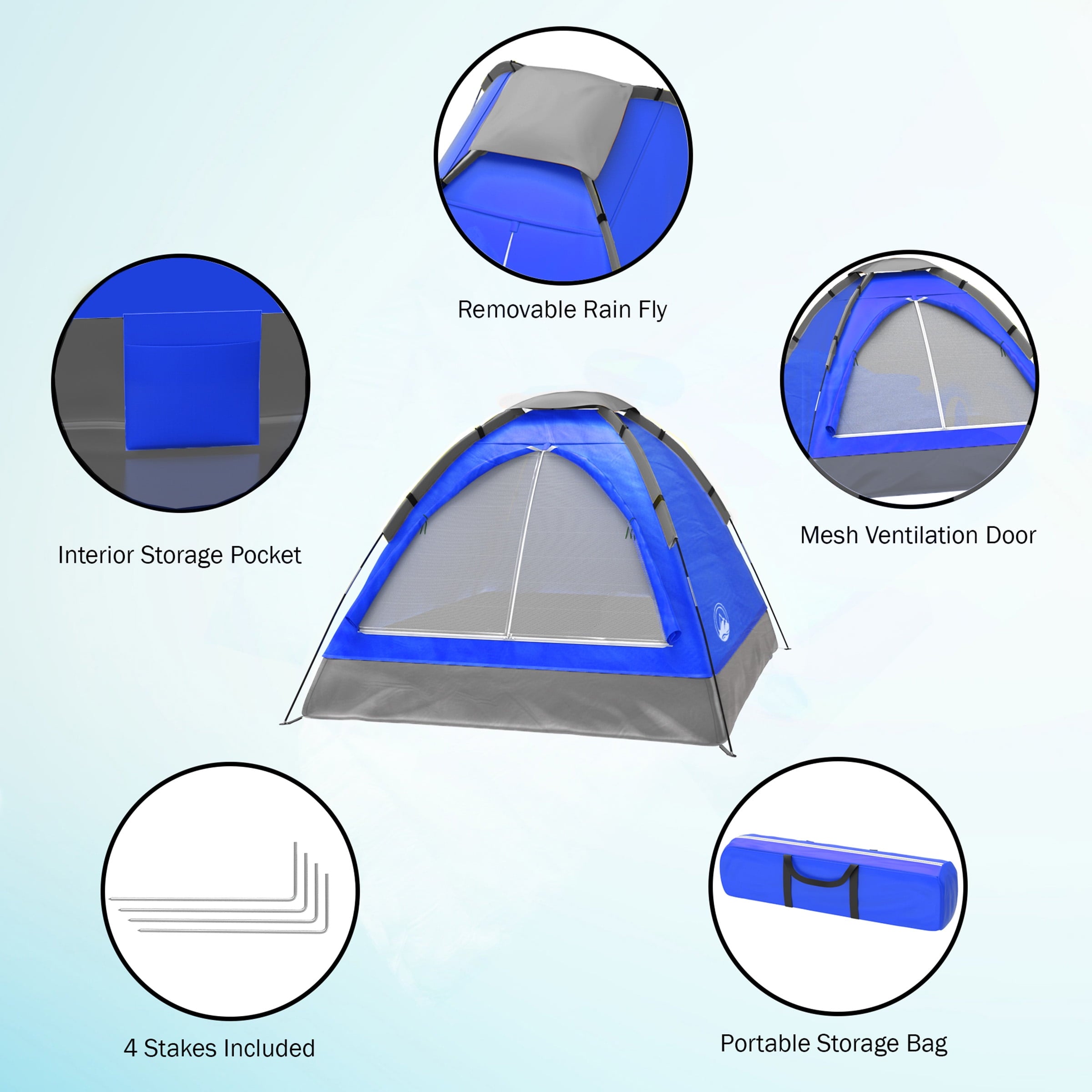 2-Person Dome Tent- Rain Fly & Carry Bag- Easy Set Up-Great for Camping Backpacking Hiking & Outdoor Music Festivals by Wakeman Outdoors (Yellow)