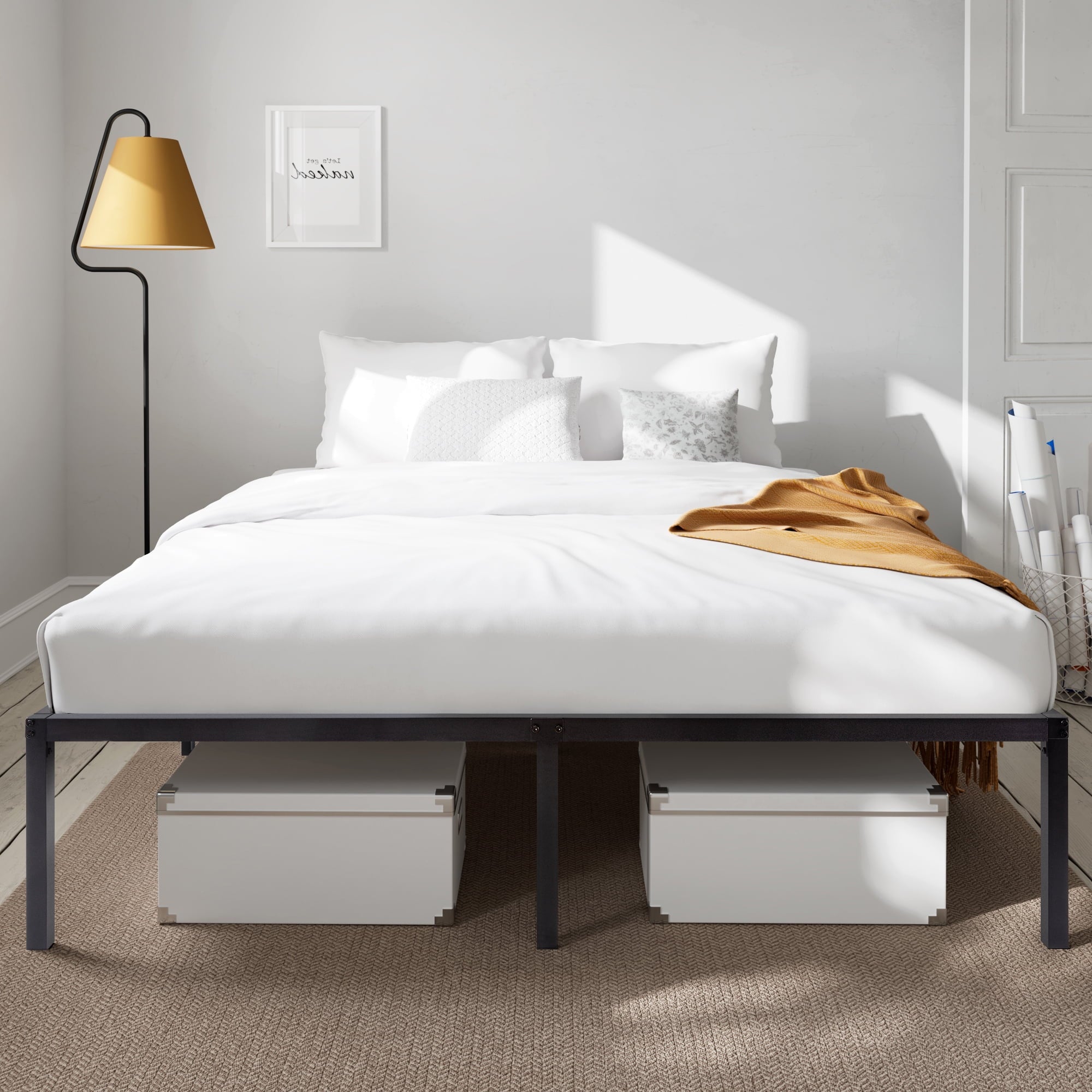 Amolife Heavy Duty Full Size Metal Platform Bed Frame with 16.5'' Large Under Bed Storage Space