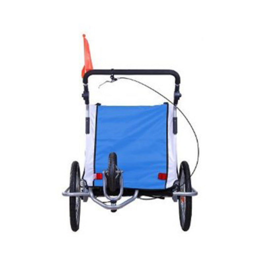 Aosom Elite 360 Swivel 2-In-1 Double Child Two-Wheel Bicycle Cargo Trailer And Jogger With 2 Safety Harnesses, Blue
