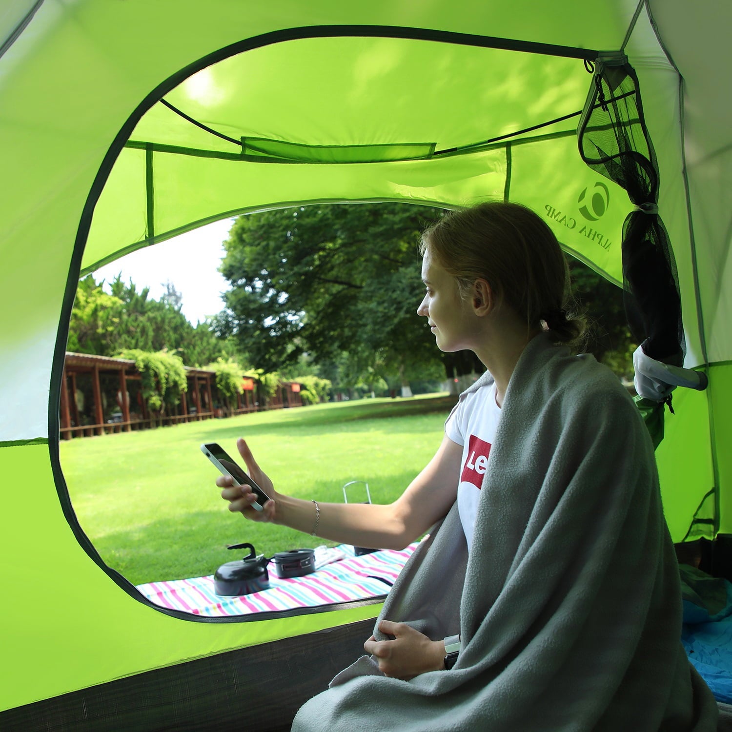 Alpha Camper 2-Person Camping Dome Tent Waterproof Portable Tent with Carry Bag, Blue