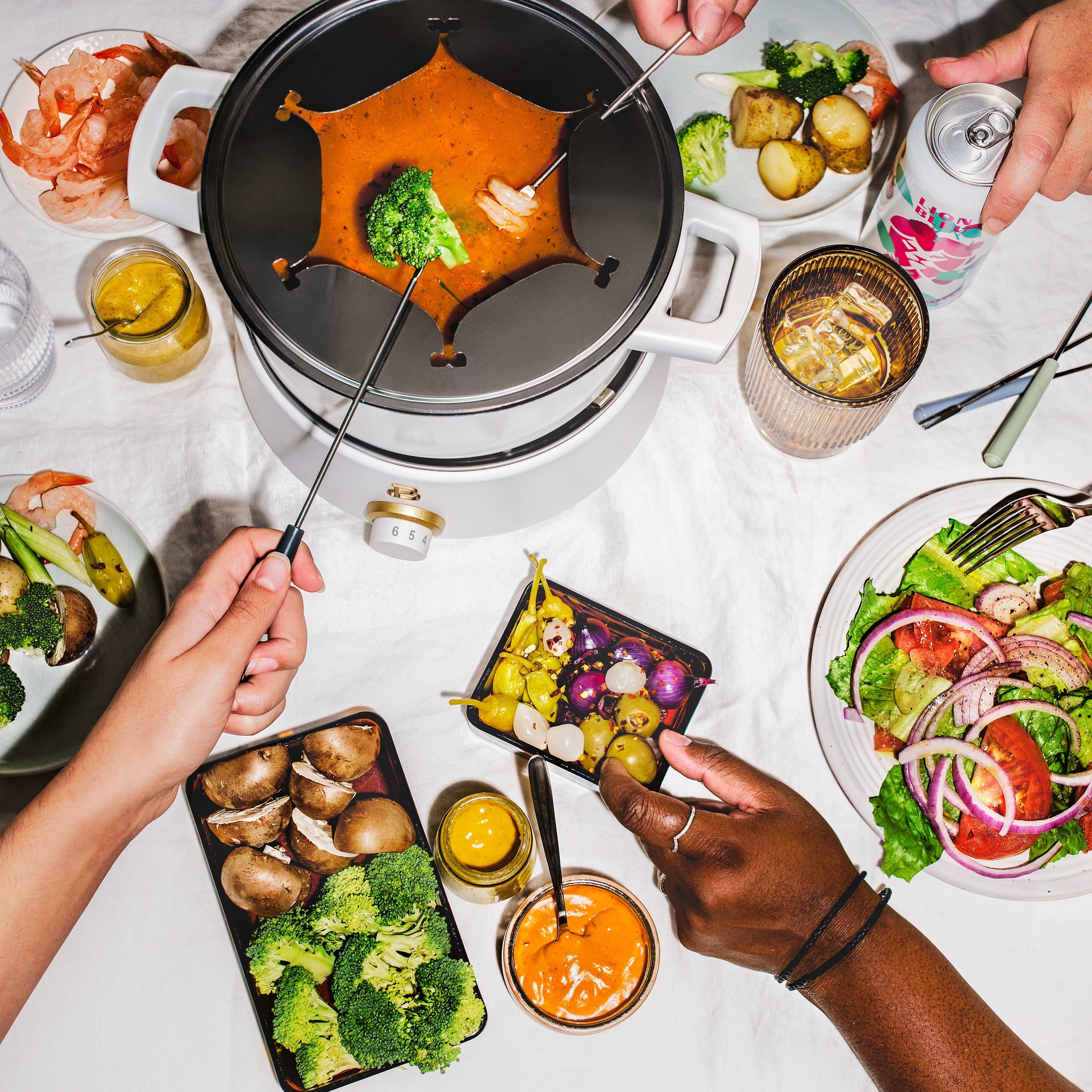 Beautiful 3 Qt Electric Fondue Set with Bonus 2 qt Ceramic Pot, Black Sesame by Drew Barrymore