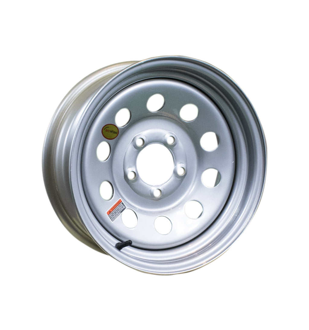 Arcwheel Silver Modular Steel Trailer Wheel - 15" X 6" Rim - 5 on 4.5