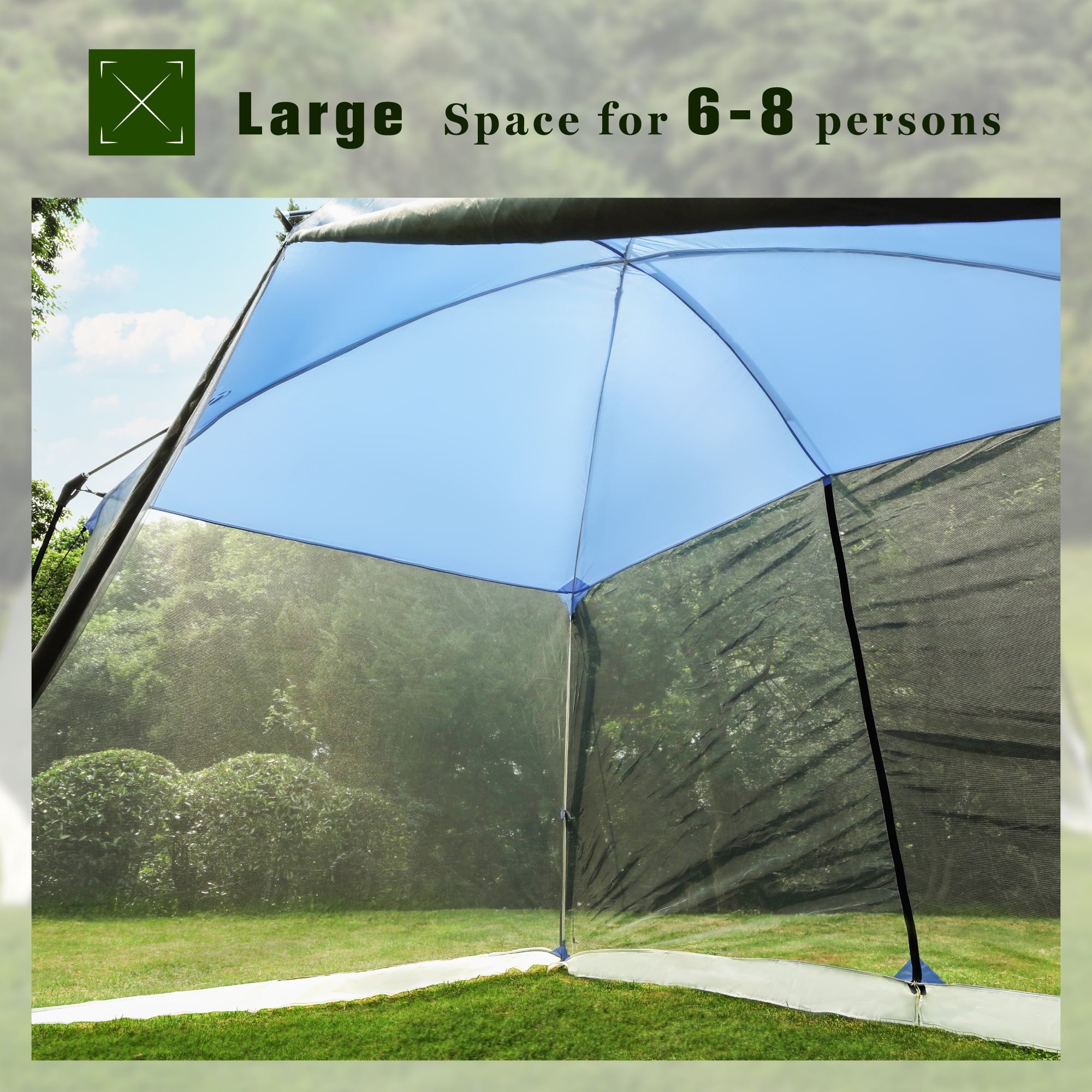 Alpha Camper 13' x 9' Screen House Canopy Sun Shade with One Room, Blue
