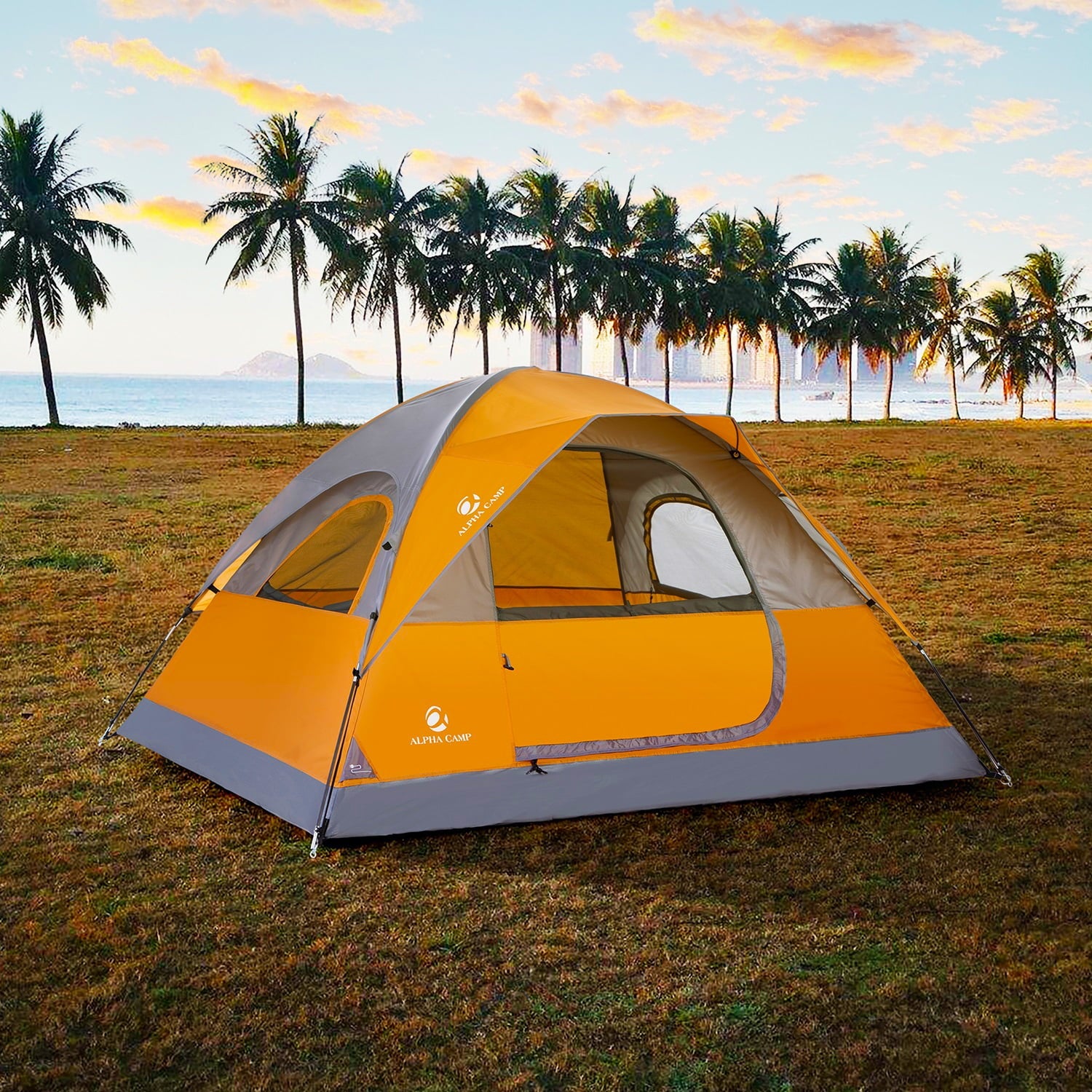 Alpha Camper 2-Person Camping Dome Tent Waterproof Portable Tent with Carry Bag, Blue