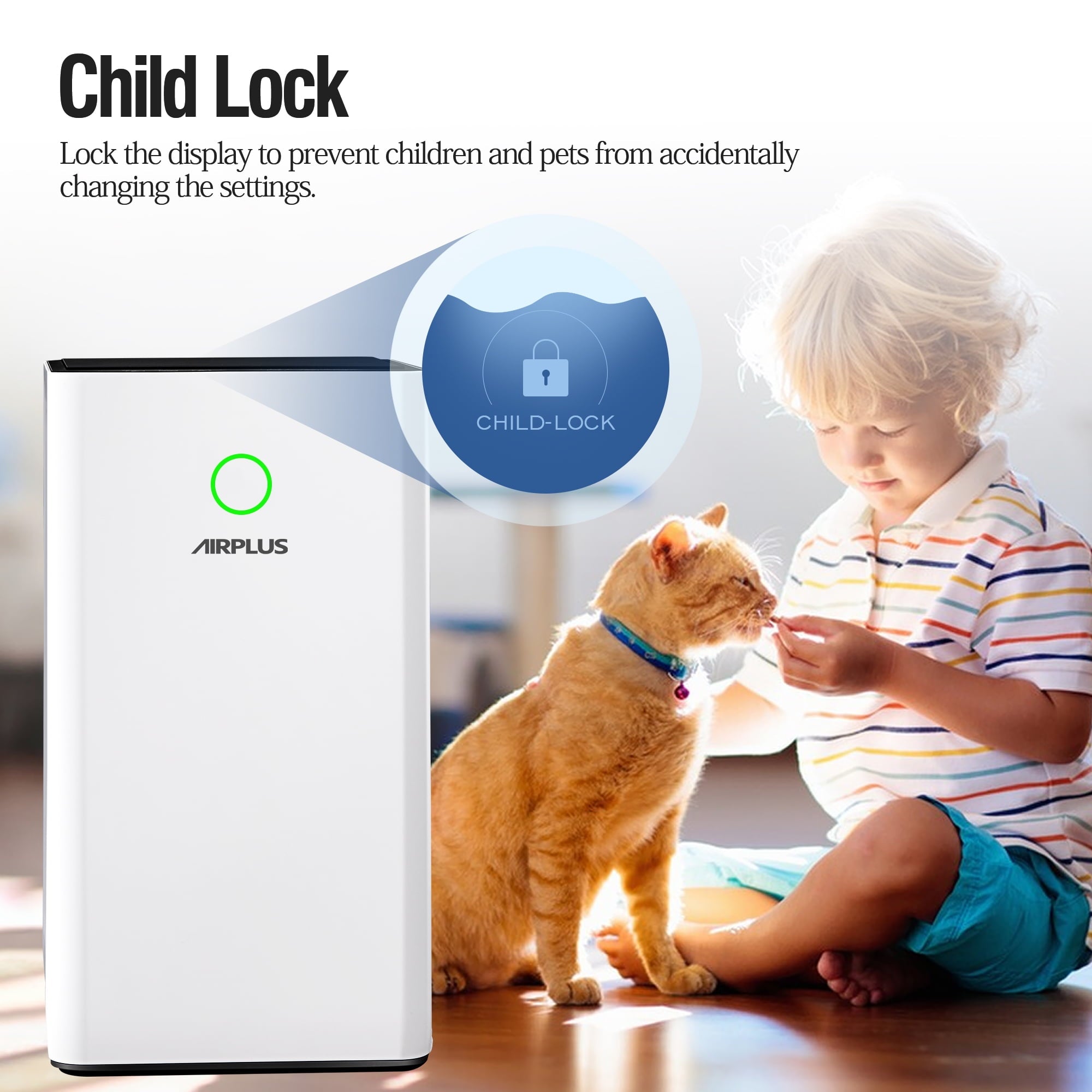 AIRPLUS Air Purifiers for Home Large Room 2500 Sq ft, H13 True HEPA Air Purifier for Bedroom, Auto Mode, Child Lock, White