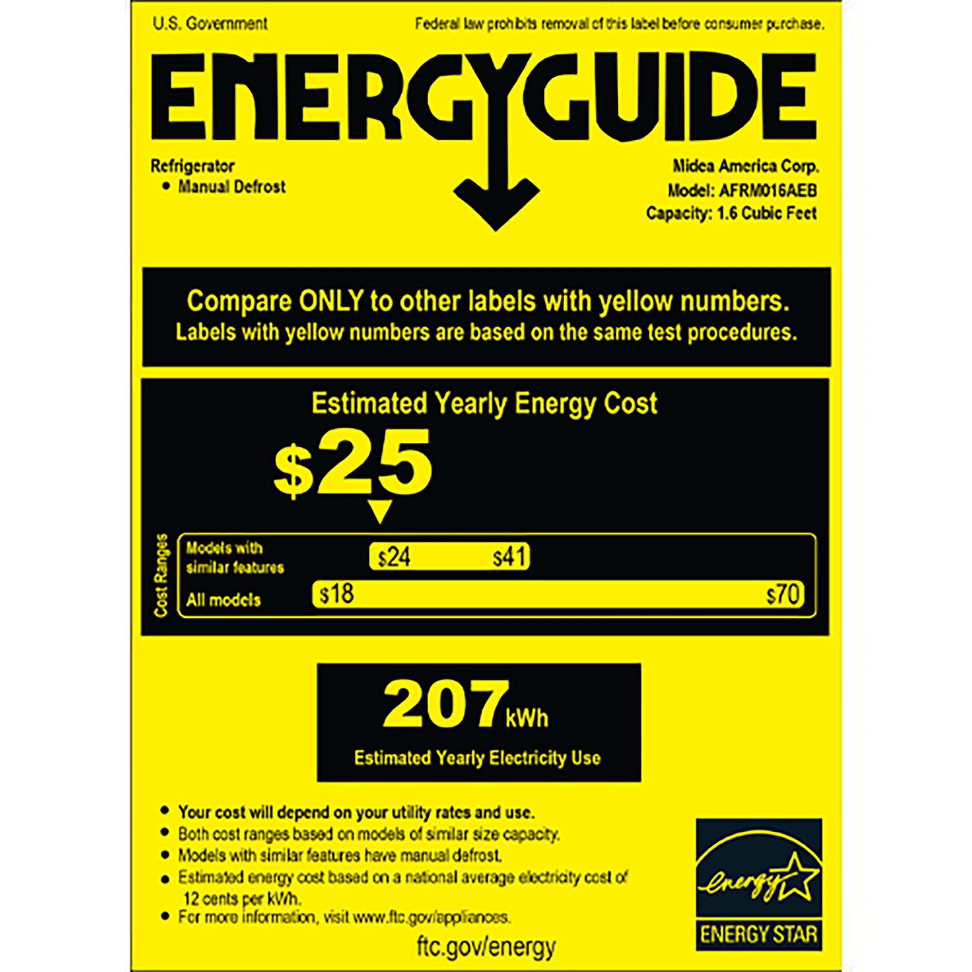 Arctic King 1.6 Cu ft Single Door Mini Fridge, Black