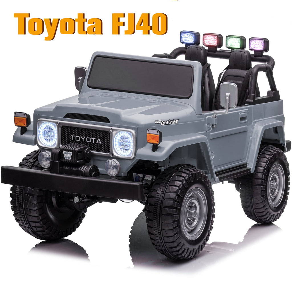 2 Seater 24V Ride on Car, Licensed Toyota Land Cruiser FJ40 Electric Truck with Remote Control, 4x80W Engine, Battery Powered Kid Car to Drive for Boy Girl, White