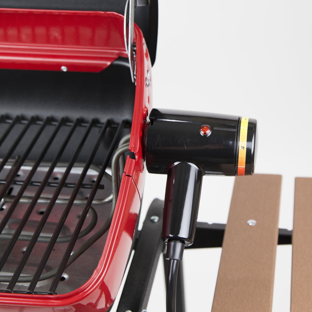 Americana Portable Electric Cart Grill with Two Folding Tables, Red