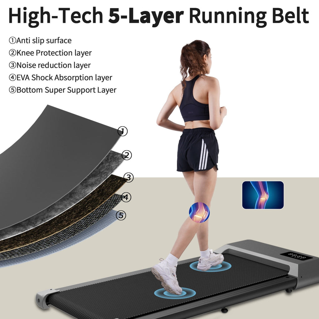 2.5Hp Walking Pad, 35.5*15.5 Walking Area 2 in 1 Under Desk Treadmill,300lb Walking Treadmill with Remote Control and LED Display, Quiet, Compact & Small Treadmill for Home & Office (White)