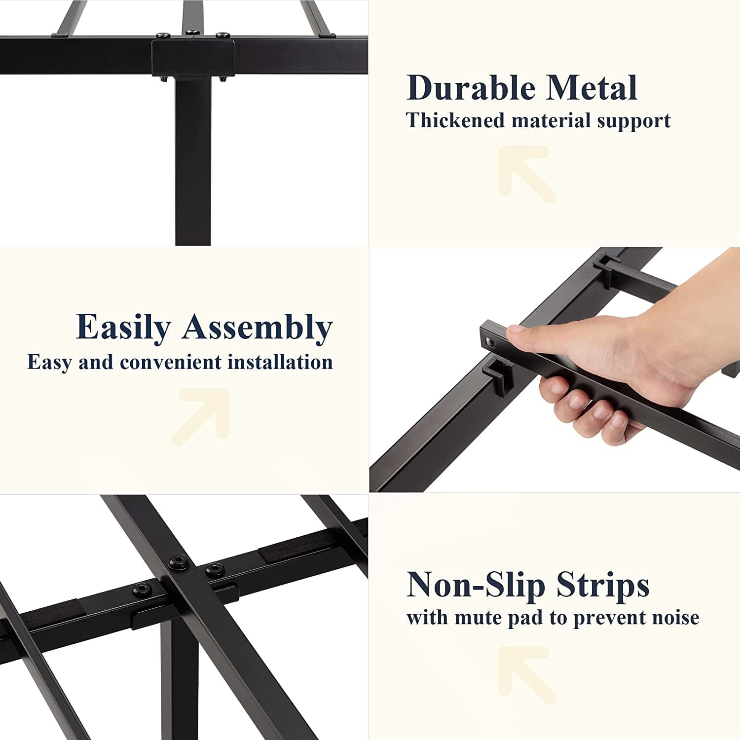 Allewie Queen Size Metal Platform Bed Frame with Victorian Style Wrought Iron-Art Headboard/Footboard, White