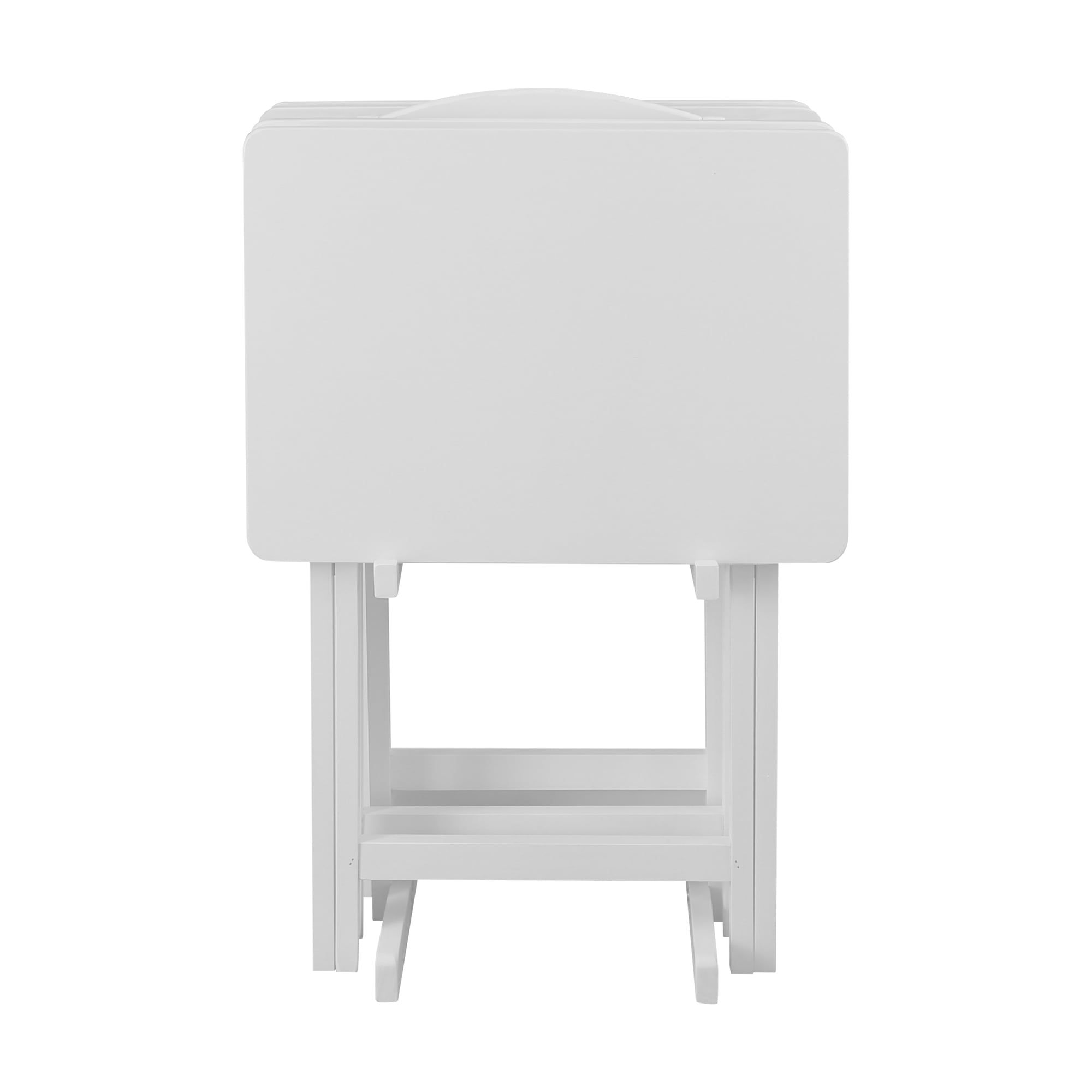 5 Piece TV Tray Table Set in White (4 Trays, 1 Stand)