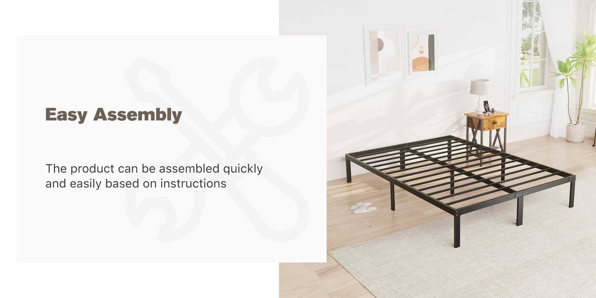 Bed Frame - Full Size Heavy Duty Platform Bed with Underbed Storage, 14-Inch High Steel Slat Support, Non-Slip Design, No Box Spring Required