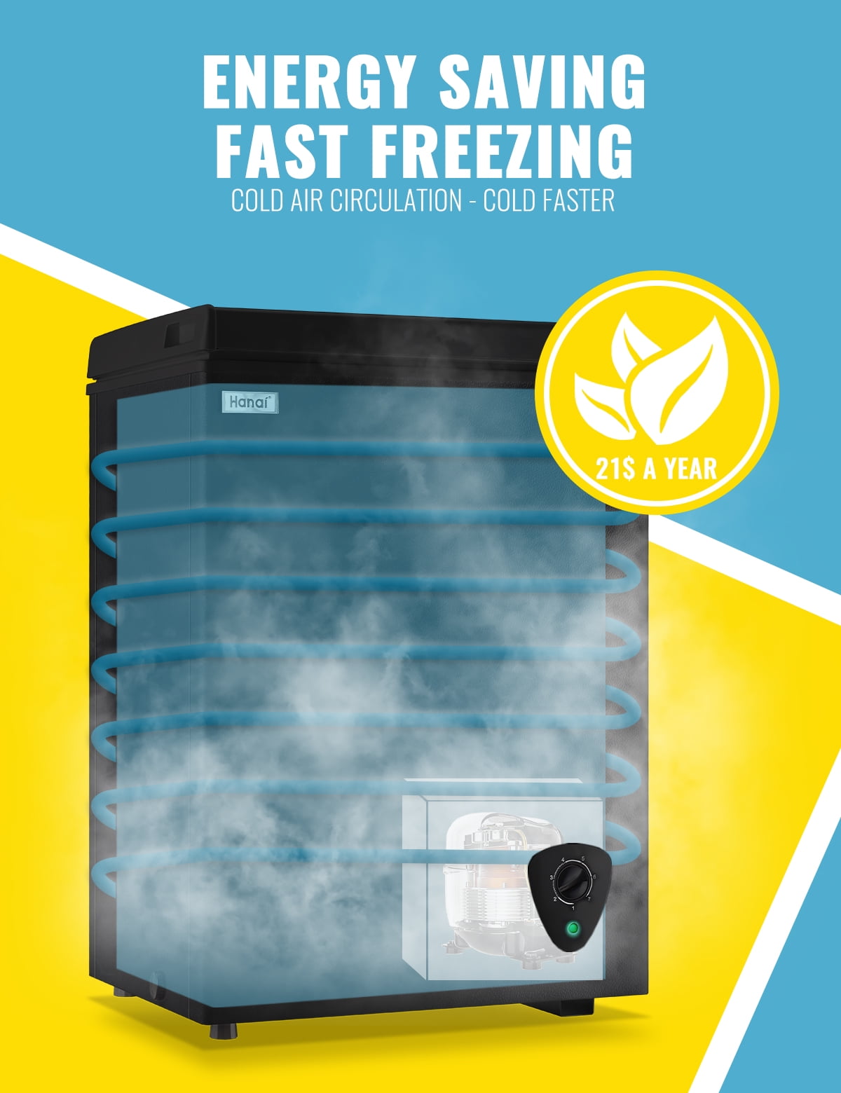 3.5 Cubic Feet Chest Freezer Small Deep Freezers with 7 Gears Temp Control Office Dorm Kitchen White