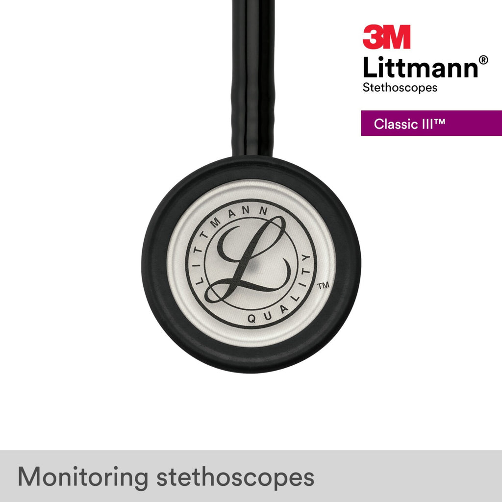 3M Littmann Classic III Stethoscope, Smoke-Finish, Black Tube, 27 inch, 5811