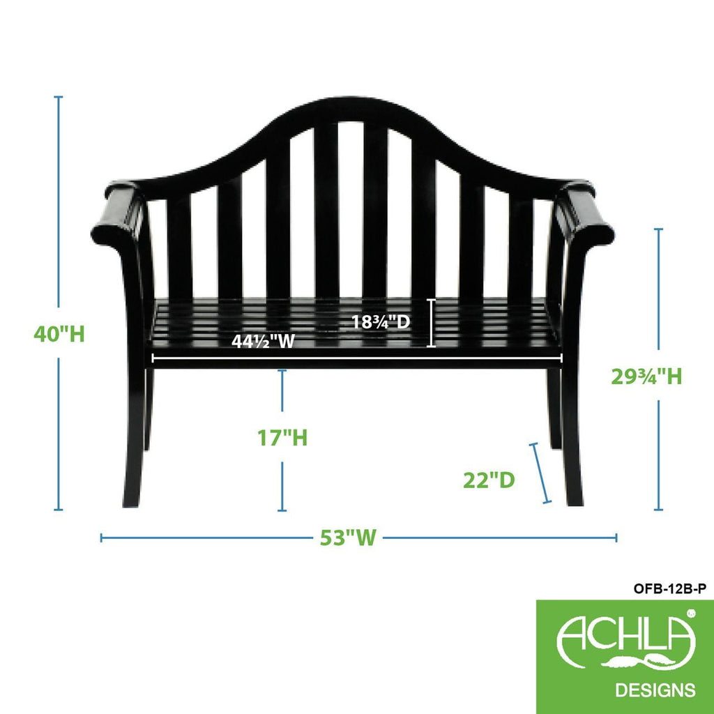 Achla 4-Feet Camelback Bench - Black